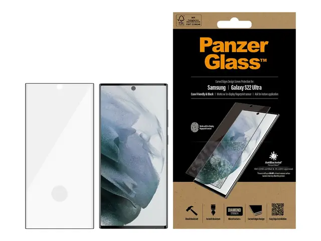 PanzerGlass - Skjermbeskyttelse for mobiltelefon - glass - rammefa...