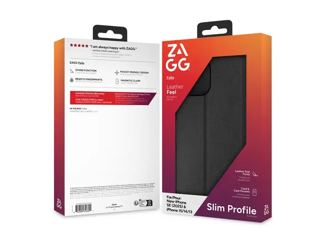 Zagg - Lommebok for mobiltelefon fauxlær svart Apple iPhone 13, 14...