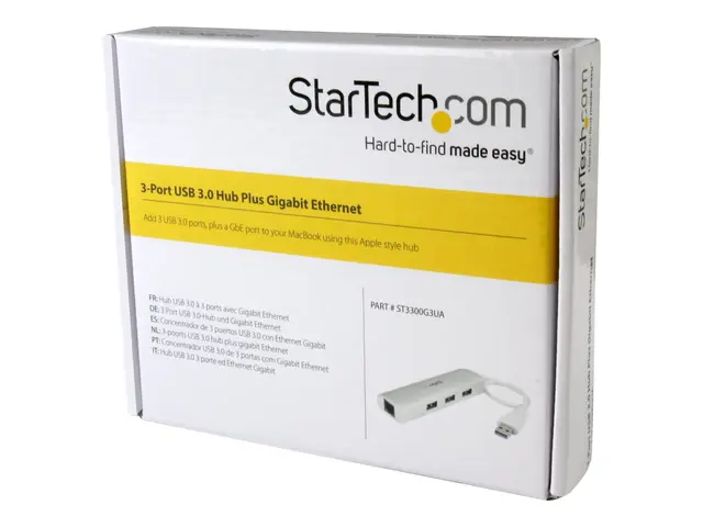 StarTech.com 3-Port USB 3.0 Hub with Gigabit Ethernet - Up to 5Gbp...
