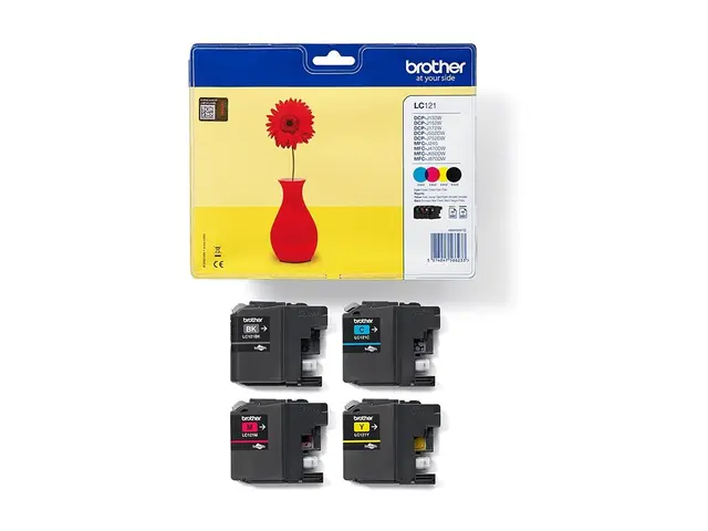 Brother LC121 Value Pack - Svart, gul, cyan, magenta original blis...