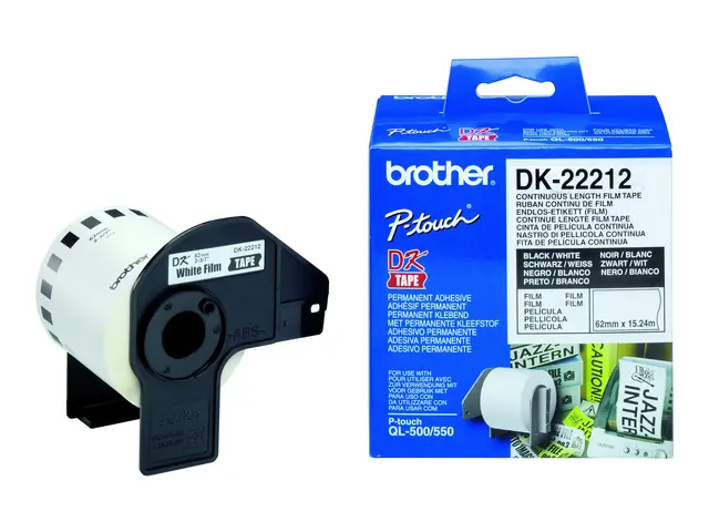 Brother DK-22212 - Permanet adhesiv hvit Rull (6,2 cm x 15,2 m) ta...