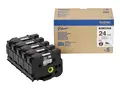 Brother HGE-151V5 - Svart p&#229; blank - Rull (2,4 cm x 8 m) 5 kassett(er) laminert teip for P-Touch PT-9500pc, PT-9700PC, PT-9800PCN