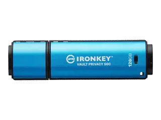 Kingston IronKey Vault Privacy 50 Series USB-flashstasjon - kryptert - 128 GB - USB-C 3.2 Gen 1 - TAA-samsvar