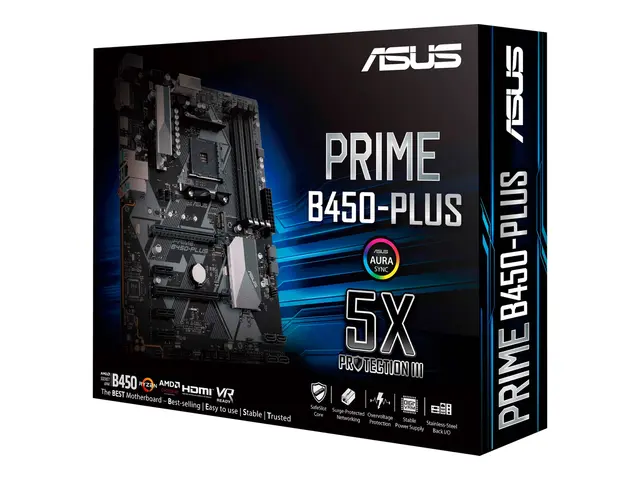 ASUS PRIME B450-PLUS - Hovedkort - ATX - Socket AM4 - AMD B450 Chi...