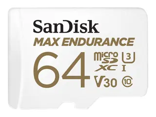 SanDisk Max Endurance - Flashminnekort (microSDXC til SD-adapter inkludert) 64 GB - Video Class V30 / UHS-I U3 / Class10 - microSDXC UHS-I