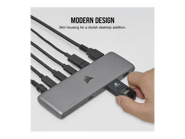 CORSAIR USB100 - Hub 4 x SuperSpeed USB 3.0 + 3 USB-C stasjonær