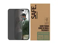 SAFE. by PanzerGlass - Skjermbeskyttelse for mobiltelefon ultrabred passform - glass - med personvernsfilter - rammefarge svart (en pakke 50) - for Apple iPhone 15, 16