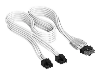 CORSAIR Elite Premium Type 5 - Strømkabel 8-pins PCIe-strøm (hann) til 16-stifts PCI-strøm (hann) - 65 cm - individually sleeved - hvit