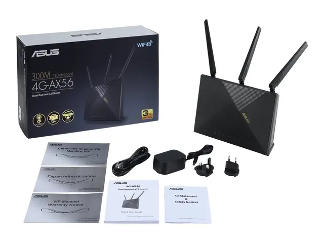 ASUS 4G-AX56 - Trådløs ruter WWAN 4-portssvitsj 1GbE Wi-Fi 6 Dobbe...