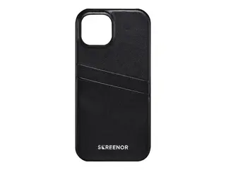 Screenor Lumo - Baksidedeksel for mobiltelefon ekte skinn, termoplast-polyuretan (TPU) - svart - for Apple iPhone 13, 14