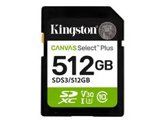 Kingston Canvas Select Plus - Flashminnekort 512 GB - Video Class V30 / UHS-I U3 / Class10 - SDXC UHS-I