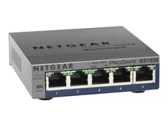 NETGEAR Plus GS105Ev2 - Switch Styrt - 5 x 10/100/1000 - stasjon&#230;r