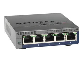 NETGEAR Plus GS105Ev2 - Switch - Styrt - 5 x 10/100/1000 stasjon&#230;r