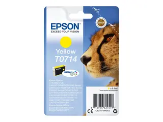 Epson T0714 - 5.5 ml - gul - original - blære med RF-alarm blekkpatron - for Stylus DX9400, SX115, SX210, SX215, SX218, SX415, SX515, SX610; Stylus Office BX310, BX610