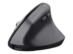 Trust Bayo+ - Vertikal mus - ergonomisk - h&#248;yrehendt optisk - 6 knapper - tr&#229;dl&#248;s - 2.4 GHz - USB tr&#229;dl&#248;s mottaker - svart