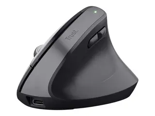 Trust Bayo+ - Vertikal mus - ergonomisk - h&#248;yrehendt optisk - 6 knapper - tr&#229;dl&#248;s - 2.4 GHz - USB tr&#229;dl&#248;s mottaker - svart
