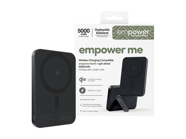 empower by PanzerGlass - Strømbank - med spin-stativ - 5000 mAh (U...