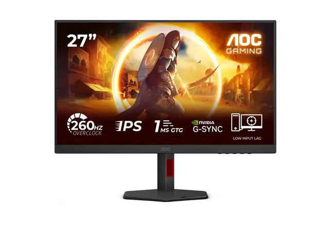 AOC Gaming 27G4ZR - G4 Series - LED-skjerm gaming - 27" - 1920 x 1080 Full HD (1080p) @ 240 Hz - Fast IPS - 350 cd/m² - 1000:1 - HDR10 - 0.3 ms - 2xHDMI, DisplayPort - svart, rød 