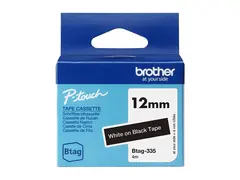 Brother BTAG-335 - Hvitt p&#229; svart Rull (1,2 cm x 4 m) 1 kassett(er) hengeboks - merketape
