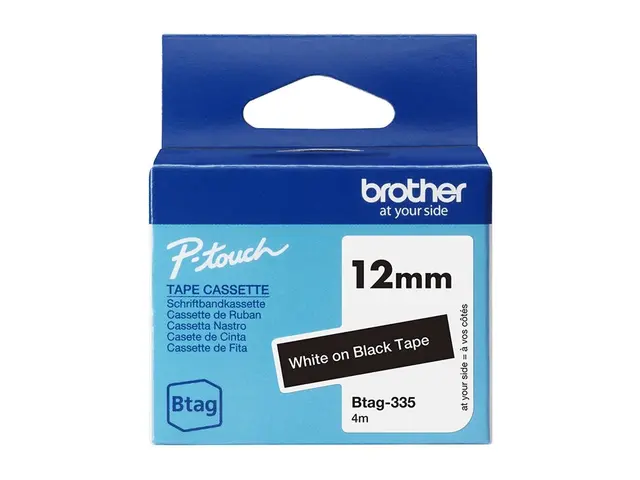 Brother BTAG-335 - Hvitt på svart Rull (1,2 cm x 4 m) 1 kassett(er...
