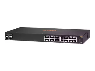 HPE Aruba 6100 24G 4SFP+ Switch Switch - Styrt - 24 x 10/100/1000 + 4 x 1 Gigabit / 10 Gigabit SFP+ - side til side-luftflyt - rackmonterbar