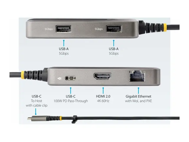 StarTech.com USB-C Multiport Adapter, 4K 60Hz HDMI w/HDR, 2-Port 5...