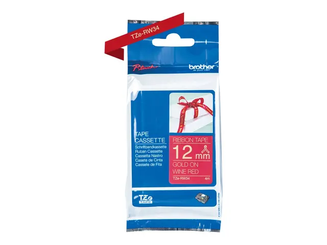 Brother TZe-RW34 - Gull på vinrødt Rull (1,2 cm x 4 m) 1 kassett(e...