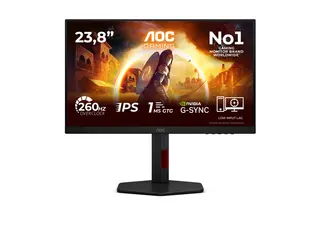 AOC Gaming 24G4ZR - LED-skjerm - gaming - 24" (23.8" synlig) 1920 x 1080 Full HD (1080p) @ 240 Hz - Fast IPS - 1000:1 - HDR10 - 0.3 ms - 2xHDMI, DisplayPort - svart, rød