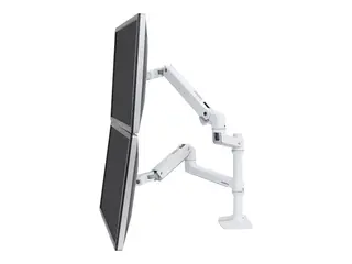 Ergotron LX - Monteringssett (skrivebordsklemmemontering, stang, 2 leddarmer, 2 utvidelsesbraketter) for 2 LCD-skjermer - aluminium, st&#229;l - hvit - skjermst&#248;rrelse: inntil 24&quot; - skrivebord