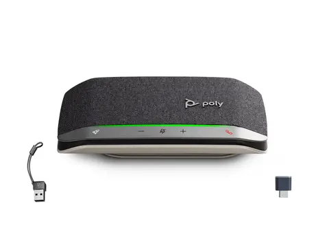 HP Poly Sync 20+ - Smart høyttalertelefon Bluetooth - kablet, trådløs - USB-A - sølv, svart - Certified for Microsoft Teams, Zoom Certified