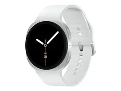 Samsung Galaxy Watch8 - 44 mm - s&#248;lvfarget smartklokke med sportsb&#229;nd - gummi - hvit - b&#229;ndbredde: M/L - display 1.47&quot; - 32 GB - NFC, Bluetooth, Wi-Fi, LTE - 4G - 34 g