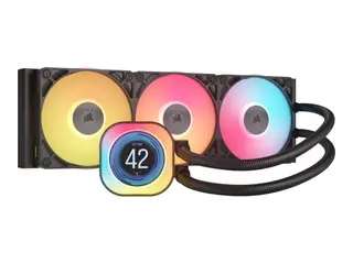 CORSAIR iCUE Link TITAN 360 RX LCD Væskekjølesystem for prosessor - Radiatorstørrelse: 360 mm - (for: LGA1851, LGA1700, AM5, AM4) - kobber - 120 mm - svart