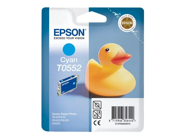 Epson T0552 - 8 ml cyan original blære med RF/lyd-alarm blekkpatro...