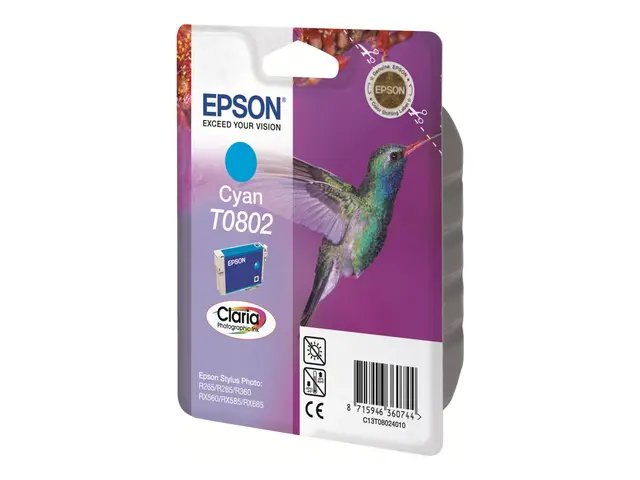 Epson T0802 - 7.4 ml - cyan - original - blister - blekkpatron - f...