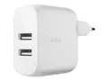 Belkin BoostCharge - Strømadapter - 24 watt 2 utgangskontakter (USB) - hvit