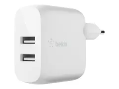 Belkin BoostCharge - Strømadapter - 24 watt 2 utgangskontakter (USB) - hvit