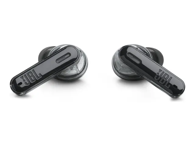 JBL TUNE Beam 2 - Ghost Edition - True wireless-hodetelefoner med mikrofon i øret - Bluetooth - aktiv støydemping - spøkelsessvart 