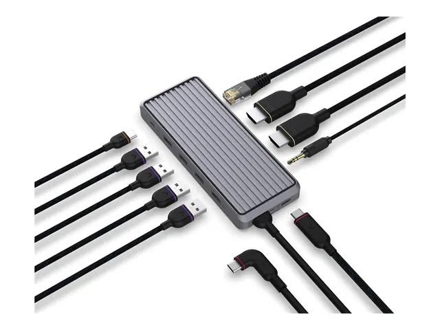 Unisynk 10 Port Dual Screen Hub - dokkingstasjon USB-C 3.1 2 x HDM...