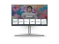 AOC U32U3CV - Graphic Pro Series - LED-skjerm 32" (31.5" synlig) - 3840 x 2160 4K @ 60 Hz - Nano IPS - 400 cd/m² - 1000:1 - DisplayHDR 400 - 4 ms - 2xHDMI, DisplayPort, 2xUSB-C - høyttalere - svart