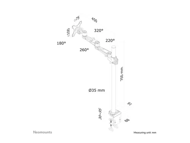 Neomounts FPMA-D935POLE70 - Monteringssett full bevegelse for LCD-...