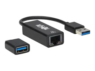 Eaton Tripp Lite Series USB-C, USB-A to RJ45 Gigabit Ethernet Network Adapter (2xM/F), USB 3.2 Gen 1, Black Nettverksadapter - USB-C 3.2 Gen 1 / Thunderbolt 3 - Gigabit Ethernet x 1 - svart