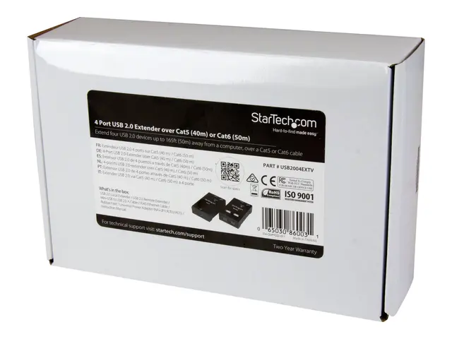 StarTech.com 4-Port USB 2.0 Extender - 165ft (50m) Over Cat5/Cat6 ...