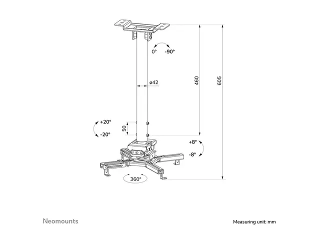Neomounts CL25-540WH1 - Monteringssett (takmontering) - full beveg...