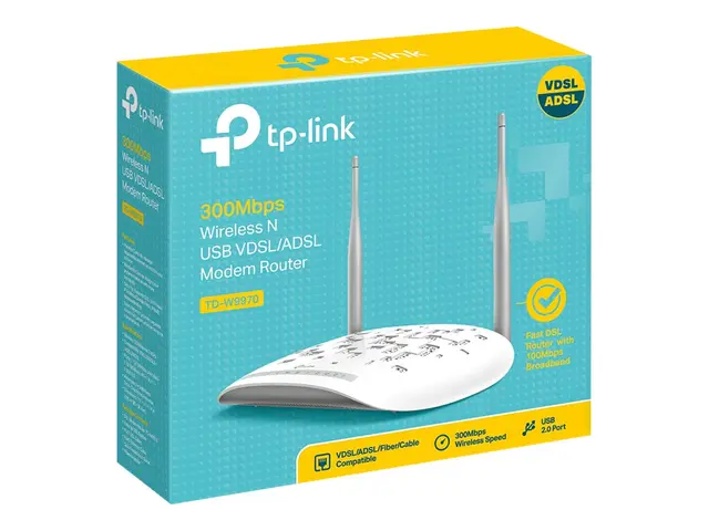 TP-Link TD-W9970 - Trådløs ruter DSL-modem 4-portssvitsj 2,4 GHz