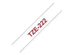 Brother TZe-222 - Rødt på hvitt Rull (0,9 cm x 8 m) 1 kassett(er) laminert teip - for Brother PT-D210, D600, H110, P750, P950; P-Touch Cube PT-P300; P-Touch Cube Pro PT-P910