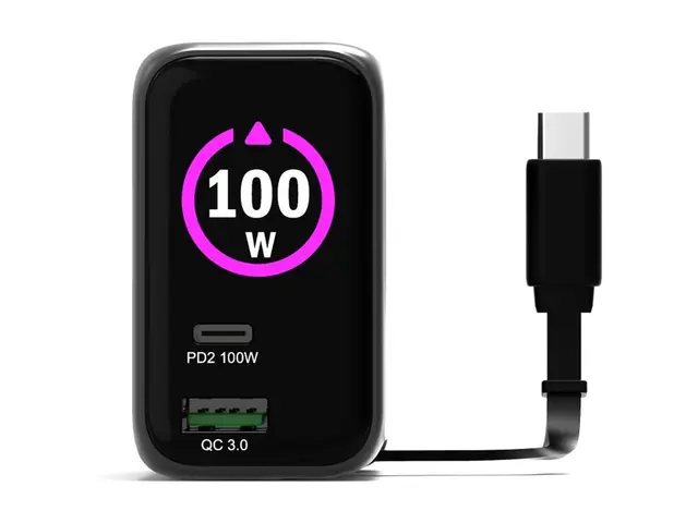 PORT Connect - Strømadapter - GaN II, med uttrekkbar usb-c-kabel -...
