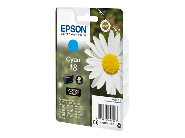 Epson 18 - 3.3 ml - cyan - original - blære med RF/lyd-alarm - ble...
