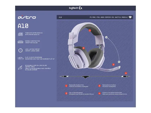 ASTRO Gaming A10 Gen 2 - Hodesett - full størrelse - kablet - 3,5 ...