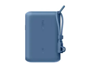 Belkin BoostCharge - Strømbank med skjerm - 10000 mAh - 20 watt - PD - 2 utgangskontakter (USB-C) - på kabel: USB-C - blå