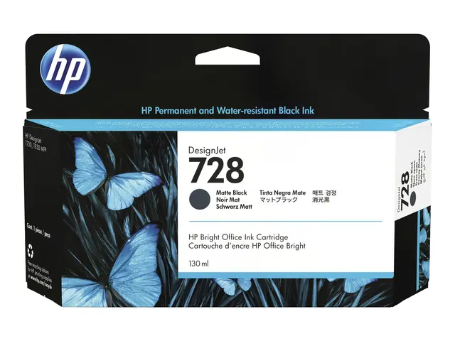 HP 728 - 130 ml matt svart original DesignJet blekkpatron for T730...